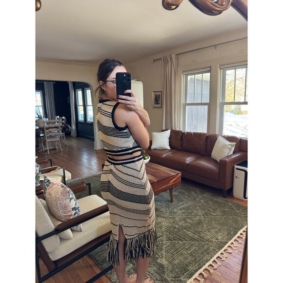 EXPRESS Crochet Striped Fringe Two Piece Skirt Set Size XS / M - Picture 4 of 9